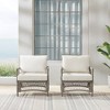 2pk Thatcher Outdoor Steel Arm Chairs Creme/Driftwood - Crosley: Resin Wicker, Weather-Resistant Patio Seating - 3 of 4