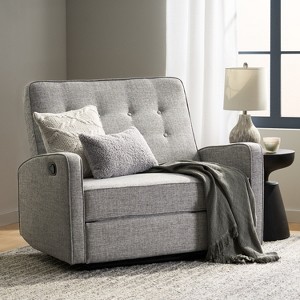 Lyngins Modern Wide Manual Recliner Chair with Upholstered Back & Footrest,Loveseat Sofa Chair for Living Room,Bedroom - 1 of 4