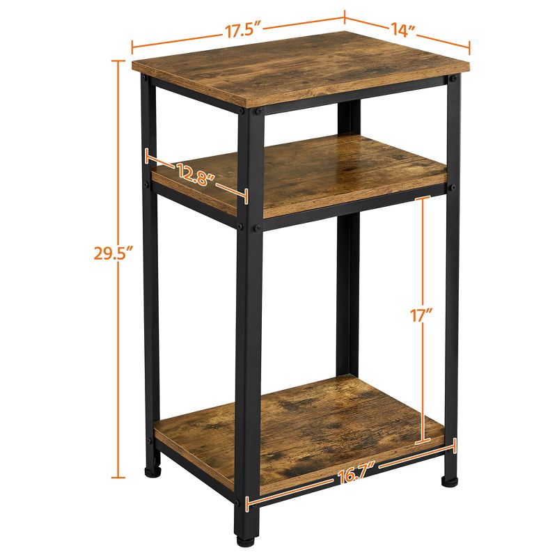 Yaheetech Tall End Table Accent Table, 30 in Industrial Side Table with Strong Wooden Shelves, 5 of 8