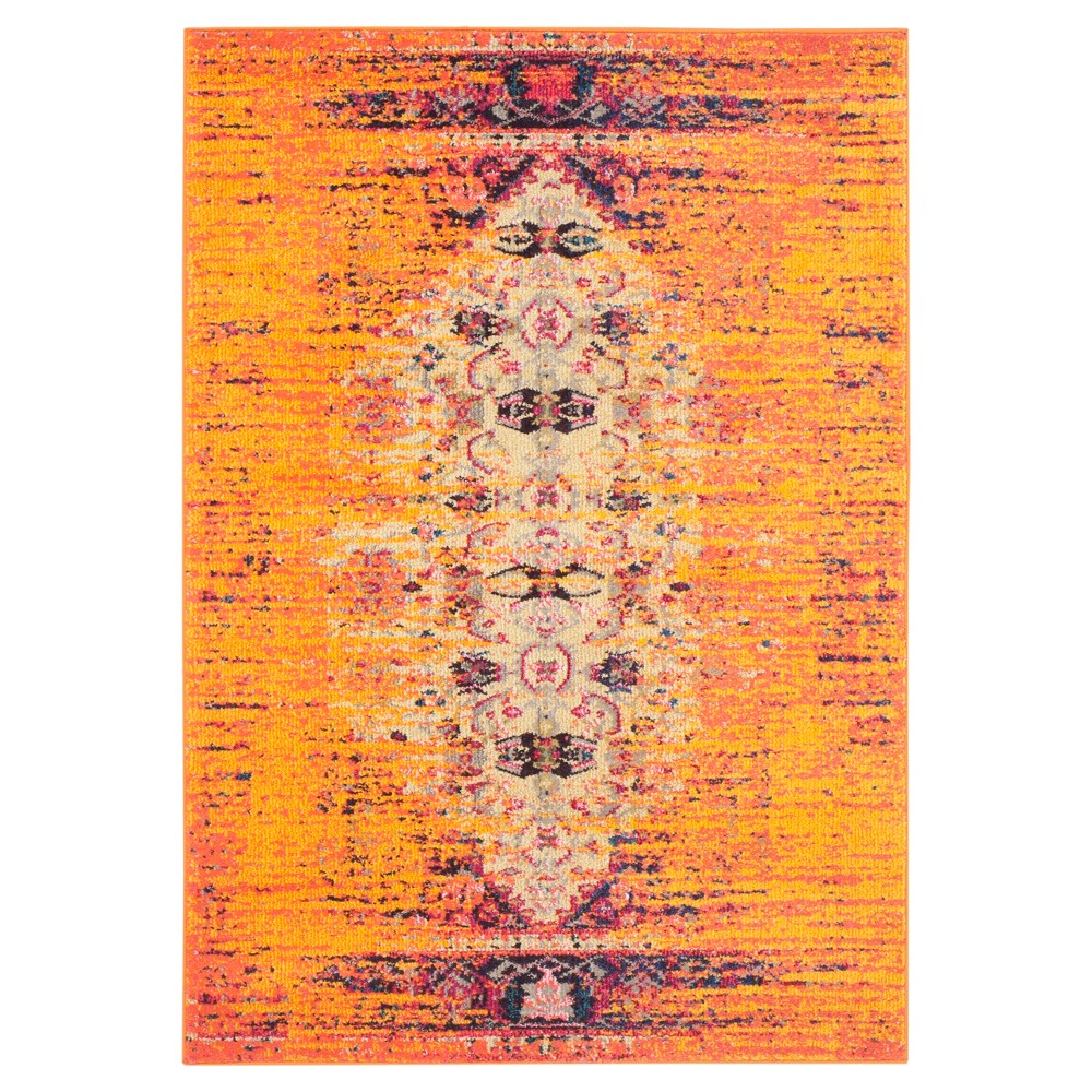 3'x5' Burst Accent Rug Orange - Safavieh