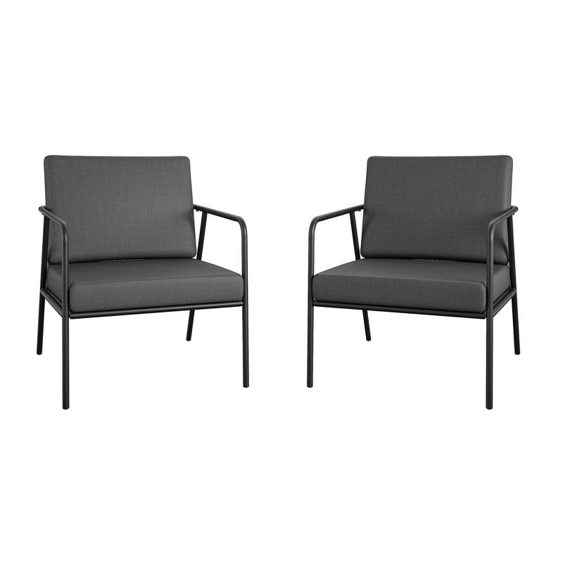COSCO Modern Cushioned Outdoor Lounge Armchairs, 2-Pack, Dark Gray, 1 of 5