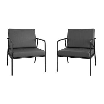 COSCO Modern Cushioned Outdoor Lounge Armchairs, 2-Pack, Dark Gray
