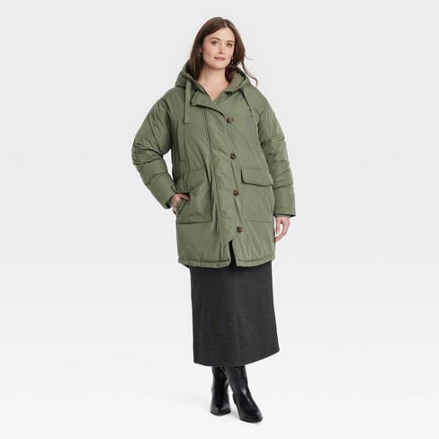 Women s Long Parka Jacket Universal Thread Olive Green Xxl Target