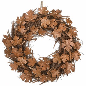 18" Harvest Brown Maple Leaves Wreath - National Tree Company - 1 of 4