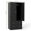 Angel Sar 66'' H Fluted Wardrobe, Contemporary Clothing Storage Cabinet with Gold Handles, Black - 3 of 4