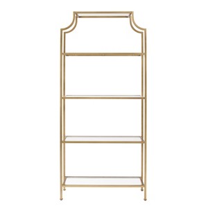 Crosley 80.5" Aimee Etagere Gold: Modern Style, 4-Tier, Tempered Glass Shelves, Steel Frame - 1 of 4