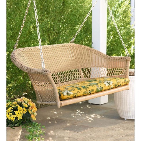 Easy Care Outdoor Wicker Hanging Porch Swing Plow Hearth