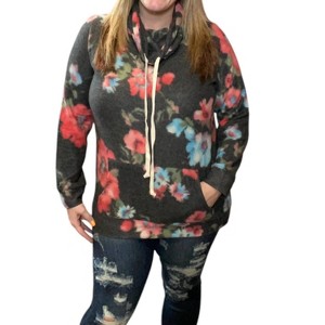 Women's Floral Cowlneck Sweater - honeyme - 1 of 2