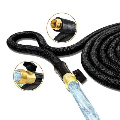 Xhose Pro 50 Foot Expandable Garden Hose with Brass Nozzle, Lightweight and Kink Free