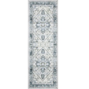 Washable Vintage Floral Medallion Large Rugs for Bedroom Living Room, Non Slip Retro Accent Floor Carpet for Home Office - 1 of 4