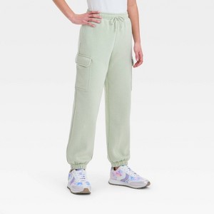Girls' Fleece Cargo Joggers - art class™ - 1 of 3