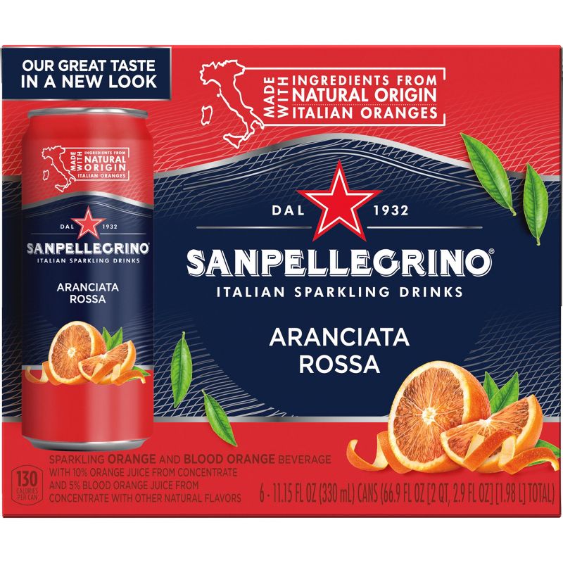 Sanpellegrino Blood Orange Italian Sparkling Beverage - 6pk/11.15 fl oz Cans, 1 of 11