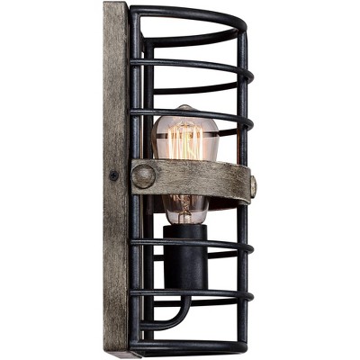 Lexi Rustic Bronze 13" Industrial Cage Wall Light Sconce