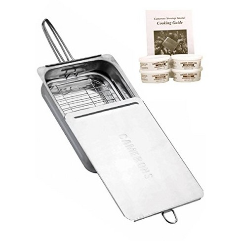 Camerons Indoor - Outdoor Stovetop Smoker W Wood Chips and Recipes - 11 x 7 x 3.5 Stainless Steel Smoker