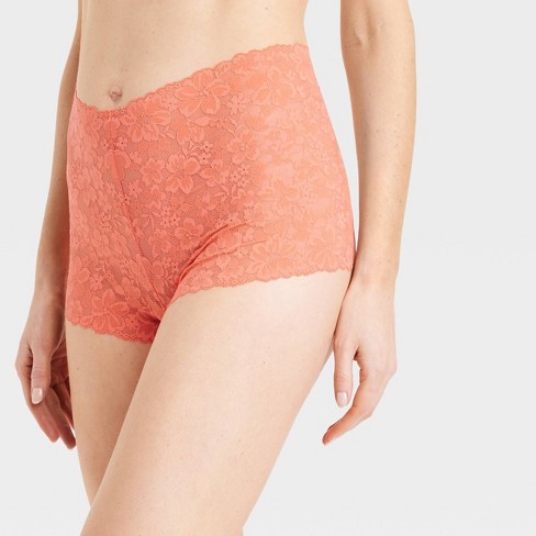 Women's Allover Lace Boy Shorts - Auden™ Salmon Pink S : Target