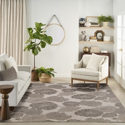 Natural Floral Flatweave Synthetic Indoor Outdoor Rug 8' x 10'