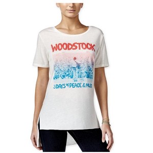 Hybrid Womens Woodtock Hi-Lo Graphic T-Shirt, Off-White, Large - 1 of 1