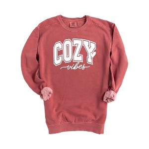 Simply Sage Market Women's Garment Dyed Graphic Sweatshirt Cozy Vibes Bold - 1 of 2