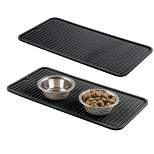 mDesign Silicone Pet Food/Water Bowl Feeding Mat for Dogs, Small, 2 Pack
