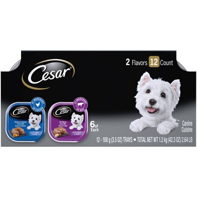 Cesar Loaf & Topper in Sauce Rotisserie Chicken & Filet Mignon Flavors Wet Dog Food - 3.5oz/12ct Variety Pack