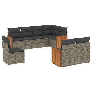 vidaXL Garden Sofa Set Grey PE Rattan, Powder-Coated Steel Large Modular - 1 of 4