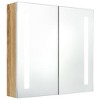 vidaXL LED Bathroom Mirror Cabinet White and Oak 24.4 in.x5.5 in.x23.6 in. - 2 of 4