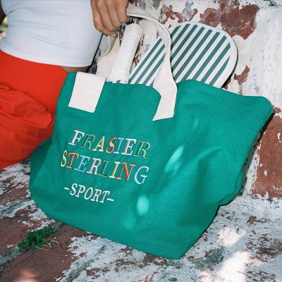 Frasier Sterling Sport Rainbow Logo Tote Bag Cream/Green: Cotton Canvas Handbag
