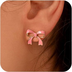 Gold/Silver Bow Earrings for Women 14K Gold Plated Stud Earrings Dainty Cute Bow Earrings for Women Trendy Gold Jewelry Gifts for Women - 1 of 4