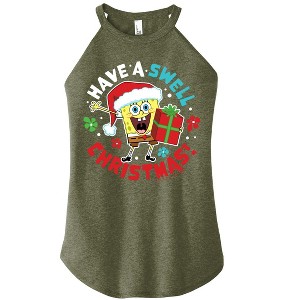 Women's - SpongeBob SquarePants - Have A Swell Christmas Graphic High Neck Tank - 1 of 4