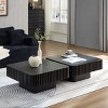 31'' Modern Small Wood Square Coffee Table, Handcraft Drum Coffee Table with MDF Pedestal Base for Living Room,Compact Spaces-Coolbibila - 3 of 4