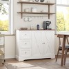 42" Farmhouse Buffet Cabinet with Storage, Coffee Bar Cabinet with 3 Drawers, Sideboard for Kitchen Dining Living Room, White - 2 of 4