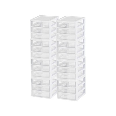Sterilite Clearview Small Clear Plastic Stackable 5 Drawer Storage System for Desktop and Drawer Household Organization for Stationary or Pens