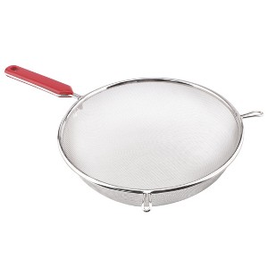 Unique Bargains Stainless Steel Mesh Strainer Long Handle Strainer for Kitchen 7.9" Dia Red 1 Pc - 1 of 4