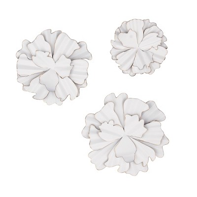 Set of 3 Eclectic Flower Wall Decors White - Olivia & May