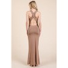Slickblue Women’s Flowy Cowl Neck Maxi Dress, Cross Back, Shirring, Evening Event or Date Night, Taupe, Size S–L - 4 of 4