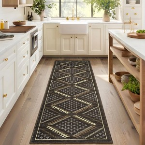 Washable Rugs for Living Room Boho Area Rugs Diamond Print Non Slip Large Kids Bedroom Carpet - 1 of 4