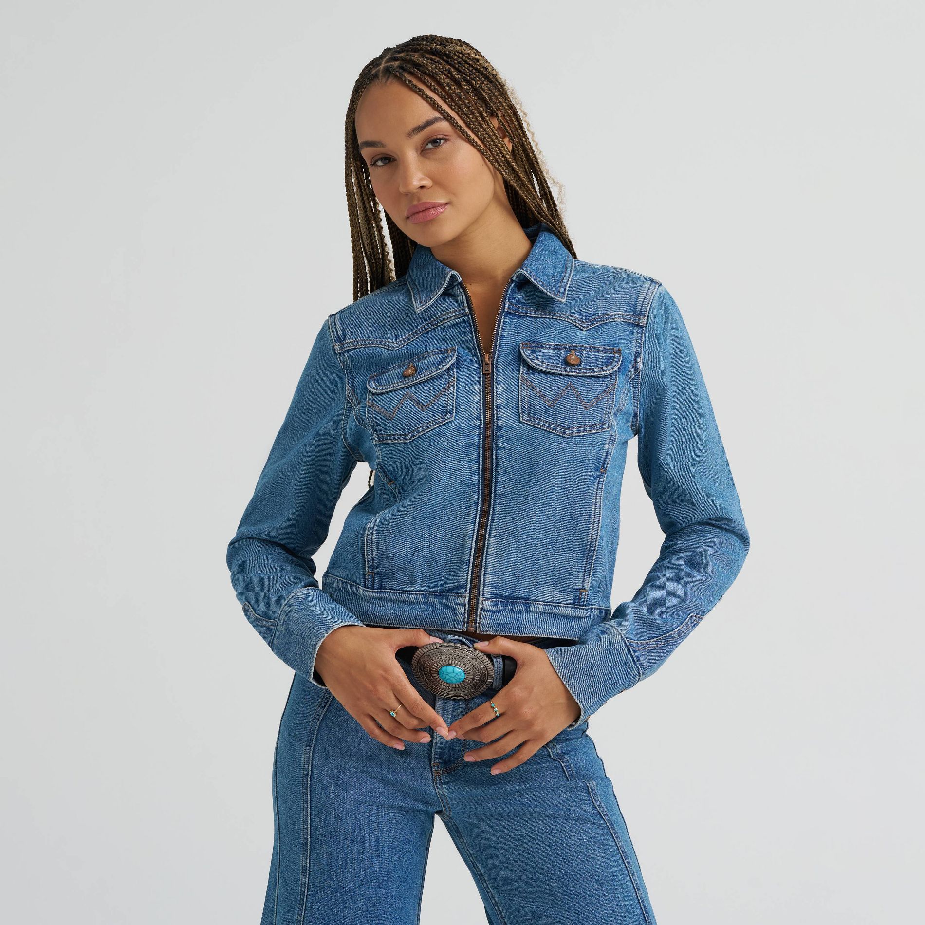 Wrangler Women's Fitted Denim Zip-up Jacket - Forever Wash XS