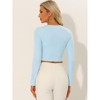 Allegra K Women's Casual Long Sleeve Cut Out Slim Fitted Basic Crop Tops - 3 of 4