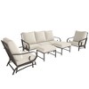 Outsunny 5 Piece Patio Furniture Set with 2 Rocking Chairs, 3-Seat Sofa, and 2 Ottomans for Garden, Lawn, Deck, Backyard, Beige - 4 of 4