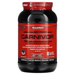 MuscleMeds Carnivor, Bioengineered Beef Protein Isolate, Fruity Cereal, 1.91 lbs (868 g) - 1 of 2