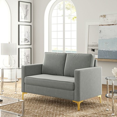 Eldoria Loveseat Sofa Contemporary Loveseat Square Arms 2-Seater Sofa with Loose Back for Living Room and Bedroom | Karat Home