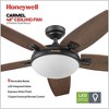 Honeywell Ceiling Fans Carmel Modern 48 Inch Ceiling Fan with LED Light and Remote Control, Indoor Fan, 5 Contemporary Blades, Bronze - 2 of 4