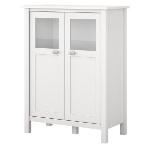 Broadview Bar Cabinet with Wine Storage Pure White - Bush Furniture: Glass Doors, Adjustable Shelves - 1 of 4