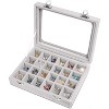 24-Grid Velvet Jewelry Tray with Glass Lid, Detachable Earring Organizer for Drawer Storage and Display, Gray - 2 of 4