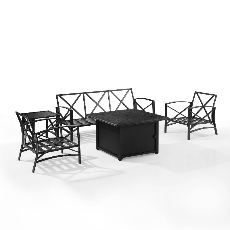Kaplan 5pc Outdoor Sofa Set with Fire Table - Mist - Crosley, 6 of 17