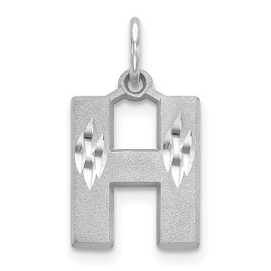 Black Bow Jewelry 14k White Gold, Julia Collection, Small Satin Block Initial H Pendant - 1 of 4