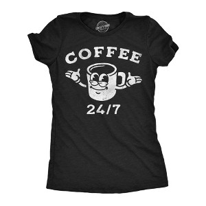 Womens Funny T Shirts Coffee 24/7 Sarcastic Caffeine Graphic Novelty Tee for Ladies - Crazy Dog Women's T Shirt For Coffee Lovers - 1 of 4