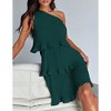 Women's Asymmetrical One-Shoulder Dress - Tiered Chiffon Midi Dress with Flowy Silhouette - 2 of 4