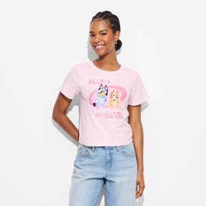 Women's Bluey and Bingo Short Sleeve Graphic Baby T-Shirt - Pink - 1 of 3