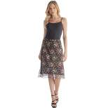 Womens Knee Length Elastic Waist Black Floral Pattern Skirt